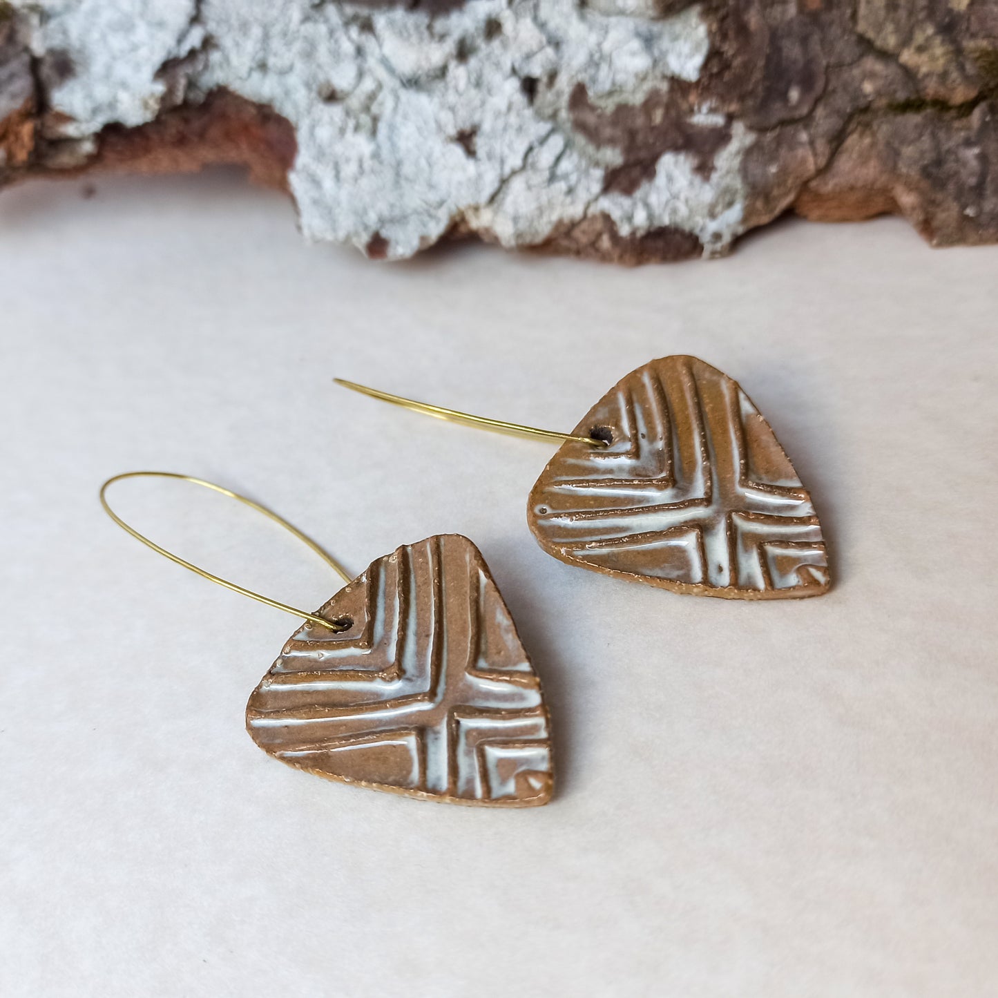 Long ceramic Triangle Earrings