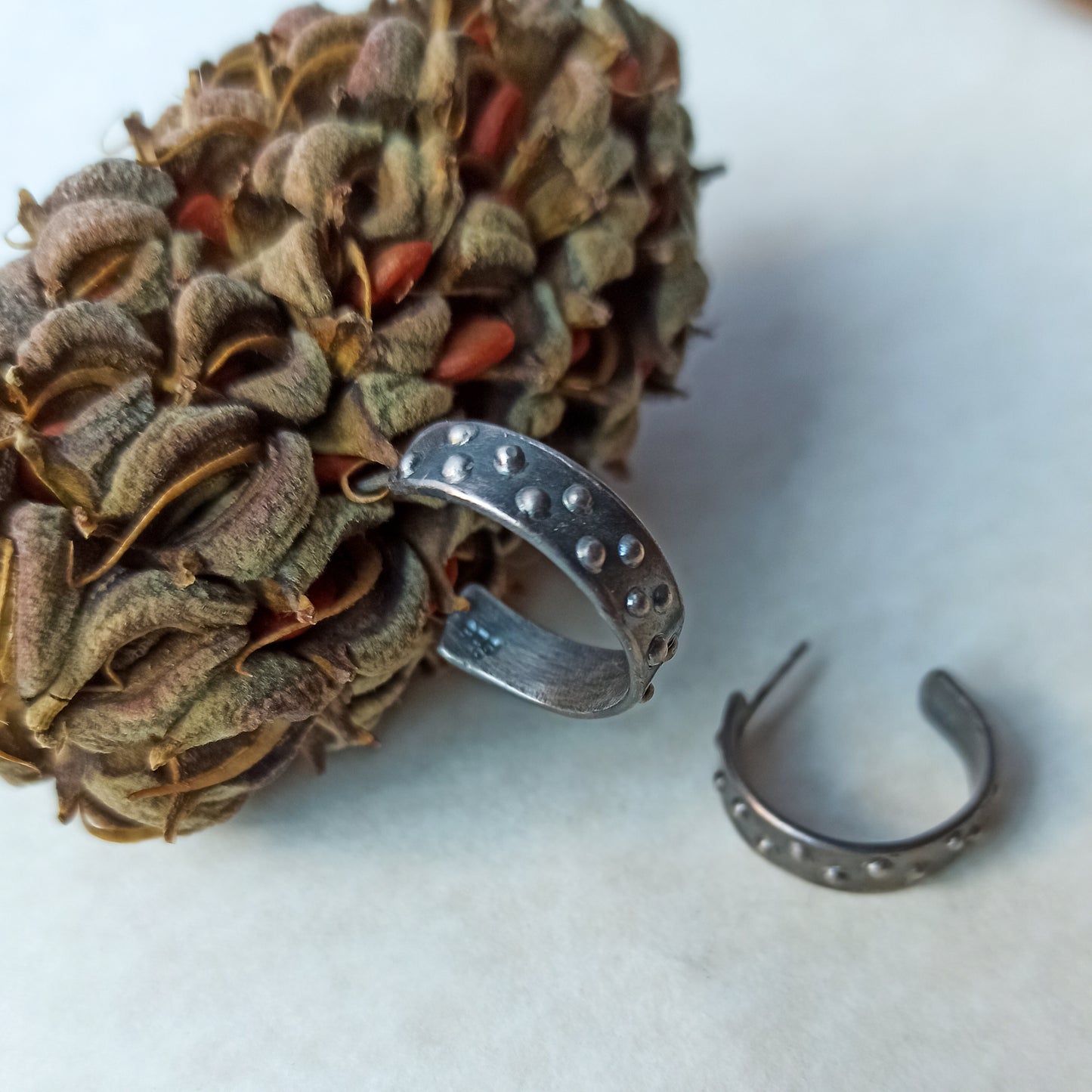 Sterling silver hoop earrings "Dotted"