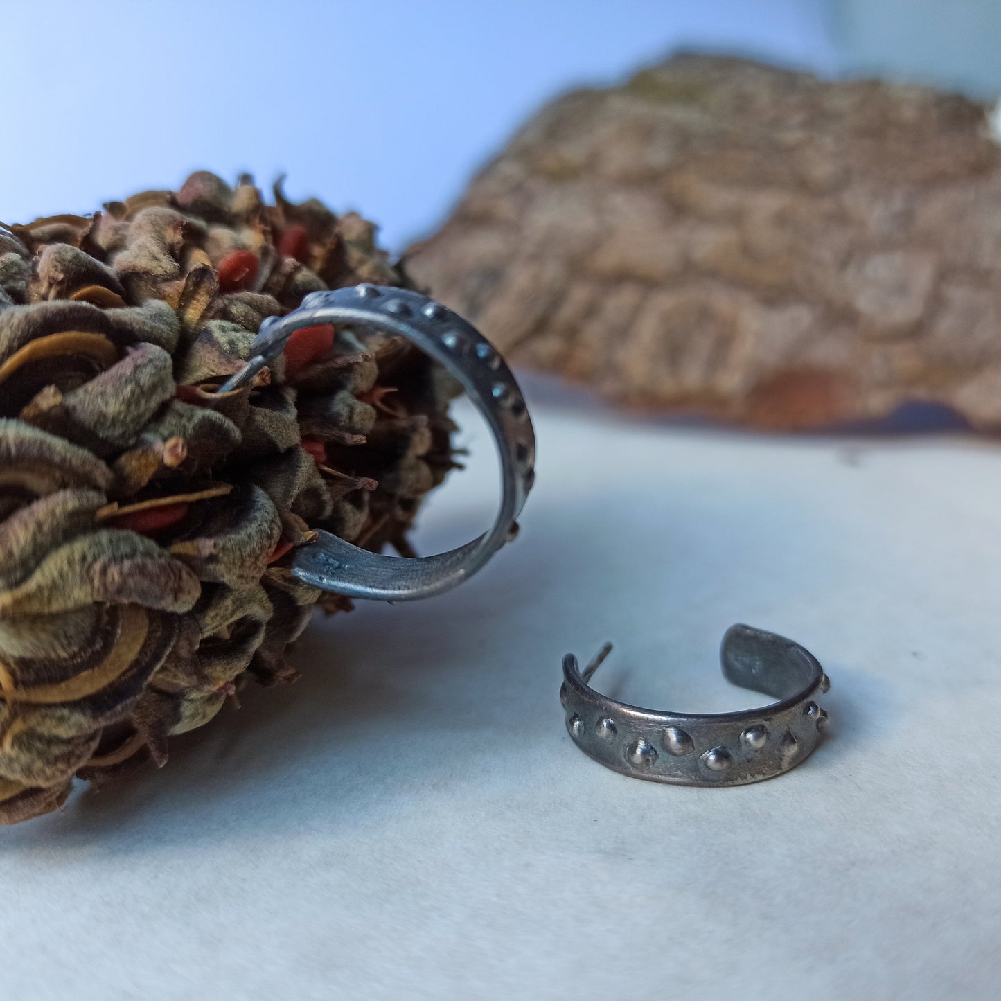 Sterling silver hoop earrings "Dotted"