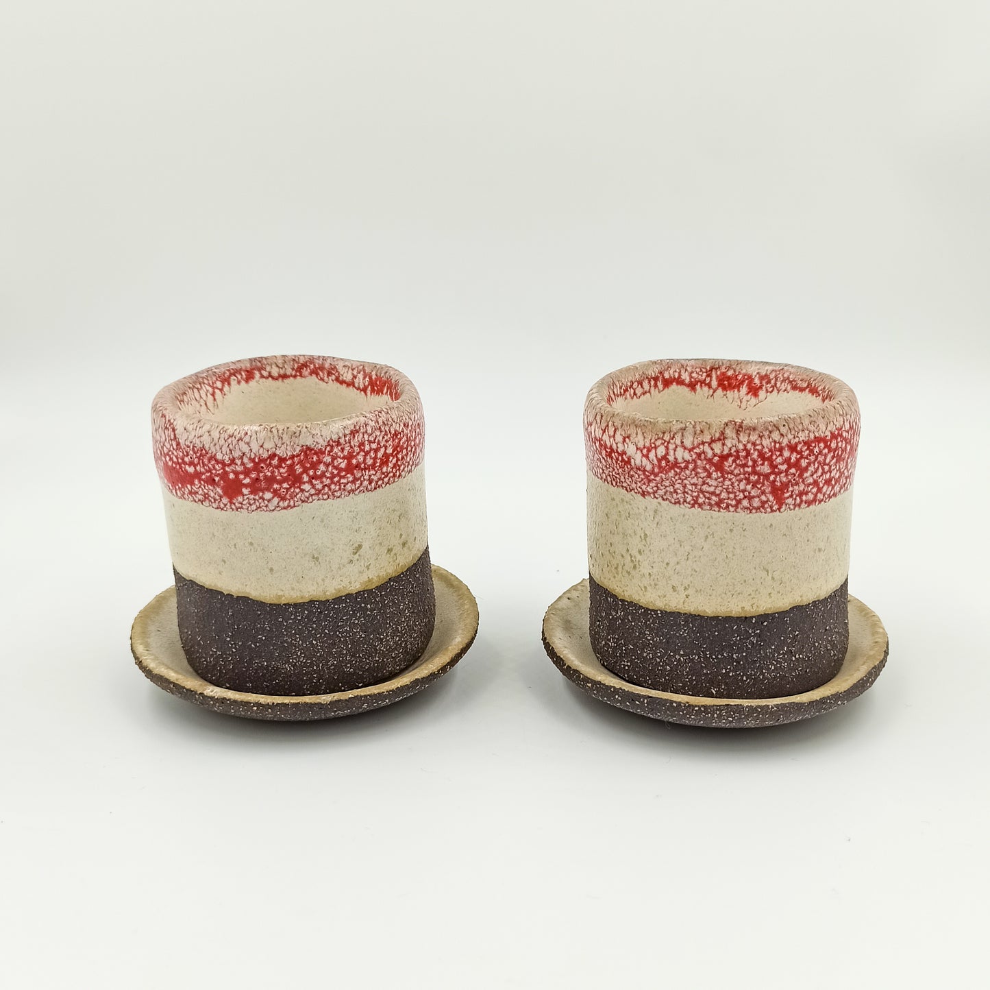 Handbuilt ceramic espresso cup in red