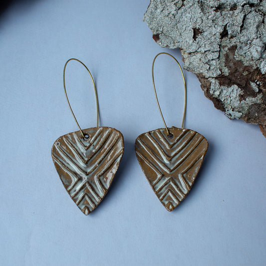 Long ceramic Triangle Earrings