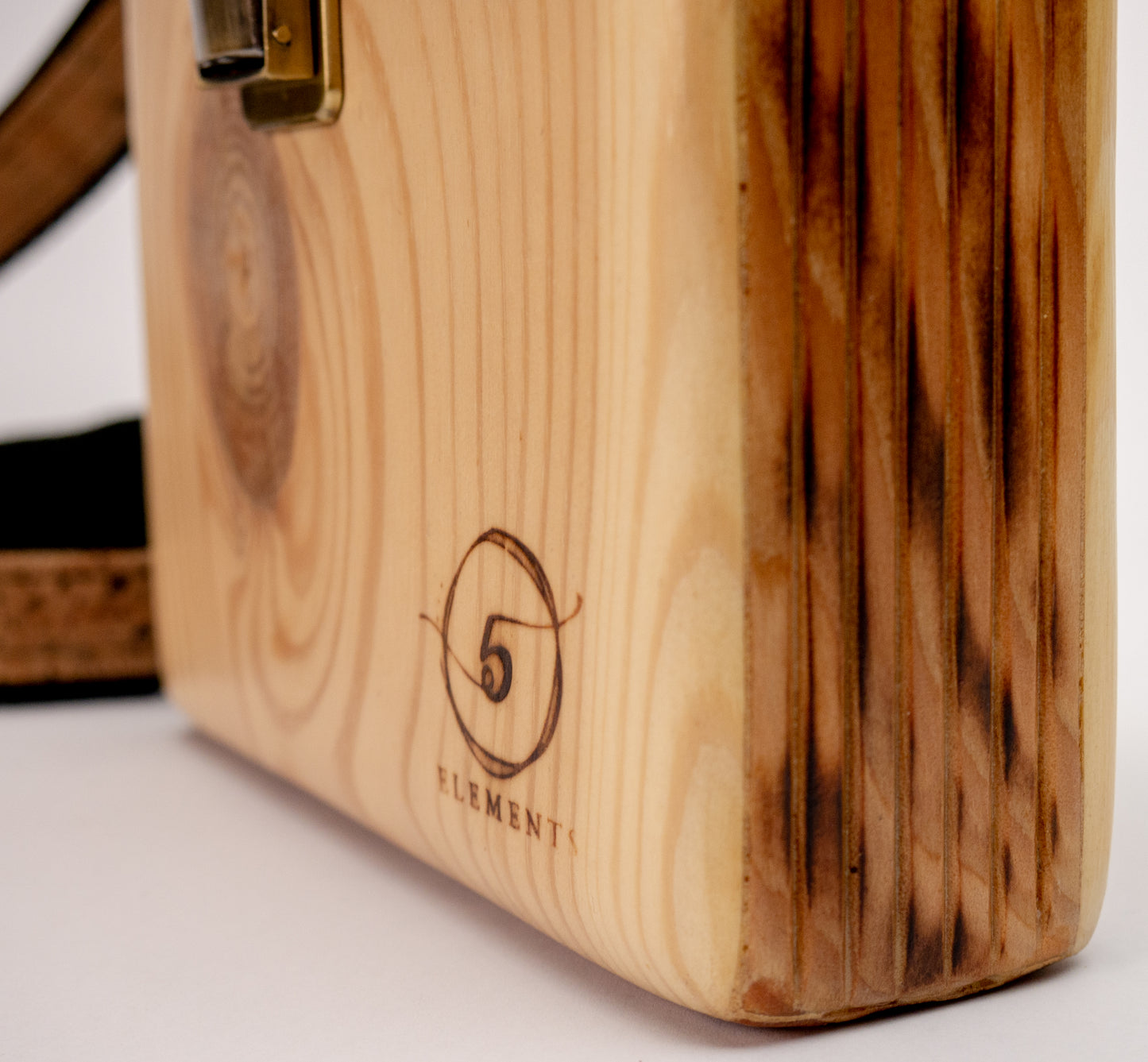 Wooden Handmade Bag with Cork Leather - Evening Crossbody Bag