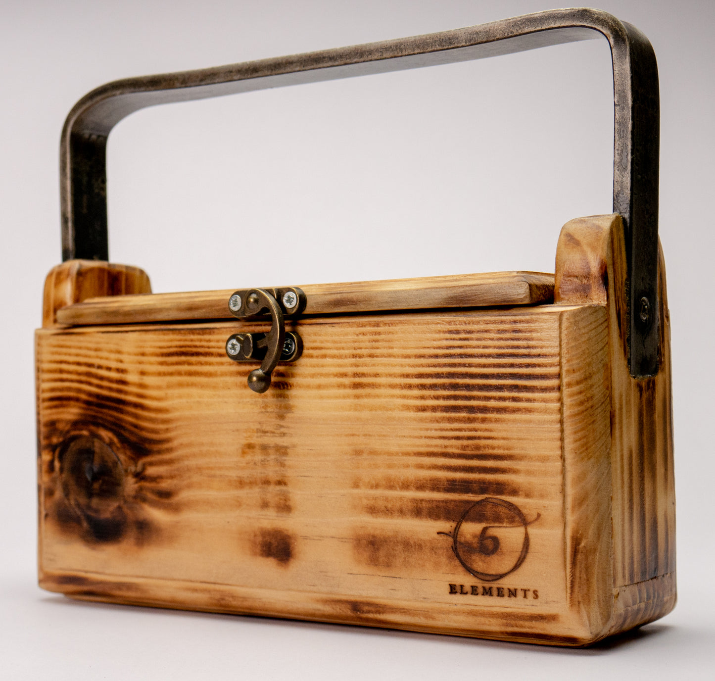 Wooden handmade bag with metal top handle - Evening Bag - Eco Friendly Bag