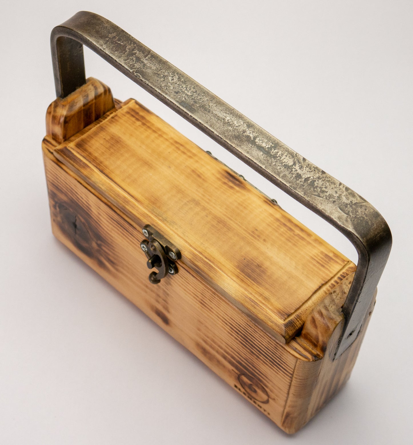 Wooden handmade bag with metal top handle - Evening Bag - Eco Friendly Bag