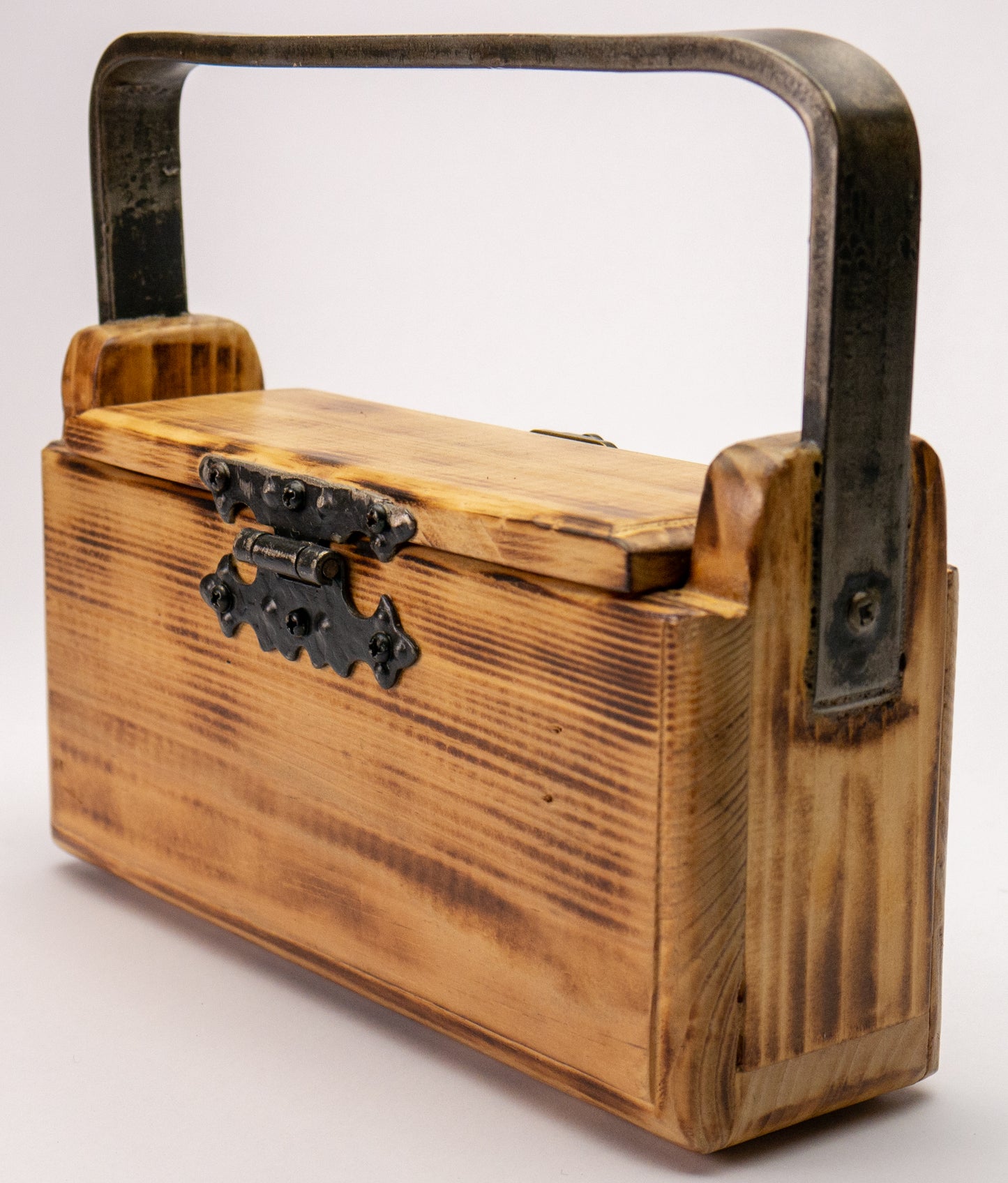 Wooden handmade bag with metal top handle - Evening Bag - Eco Friendly Bag