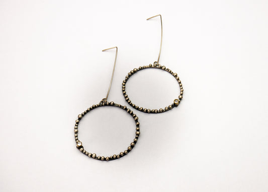 Long dangle Statement silver earrings