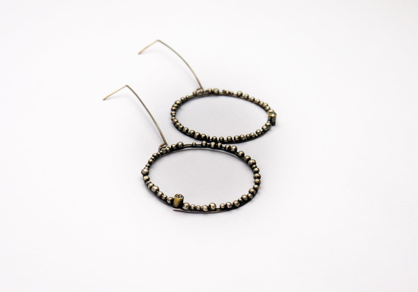 Long dangle Statement silver earrings