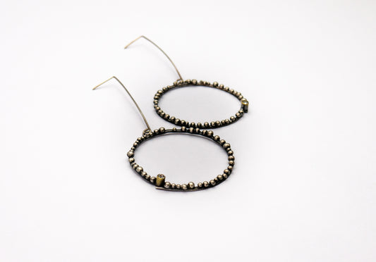 Long dangle Statement silver earrings