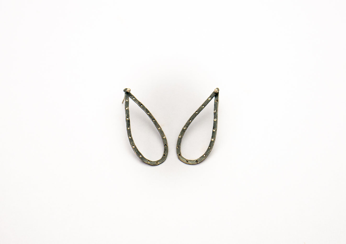Handmade sterling silver minimal earrings, teardrop shape