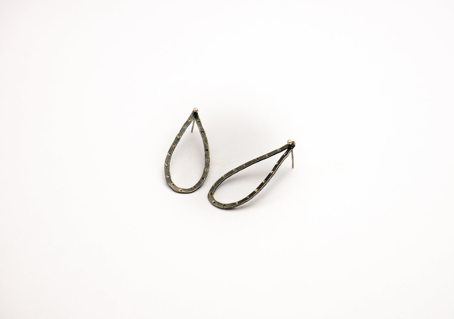 Handmade sterling silver minimal earrings, teardrop shape