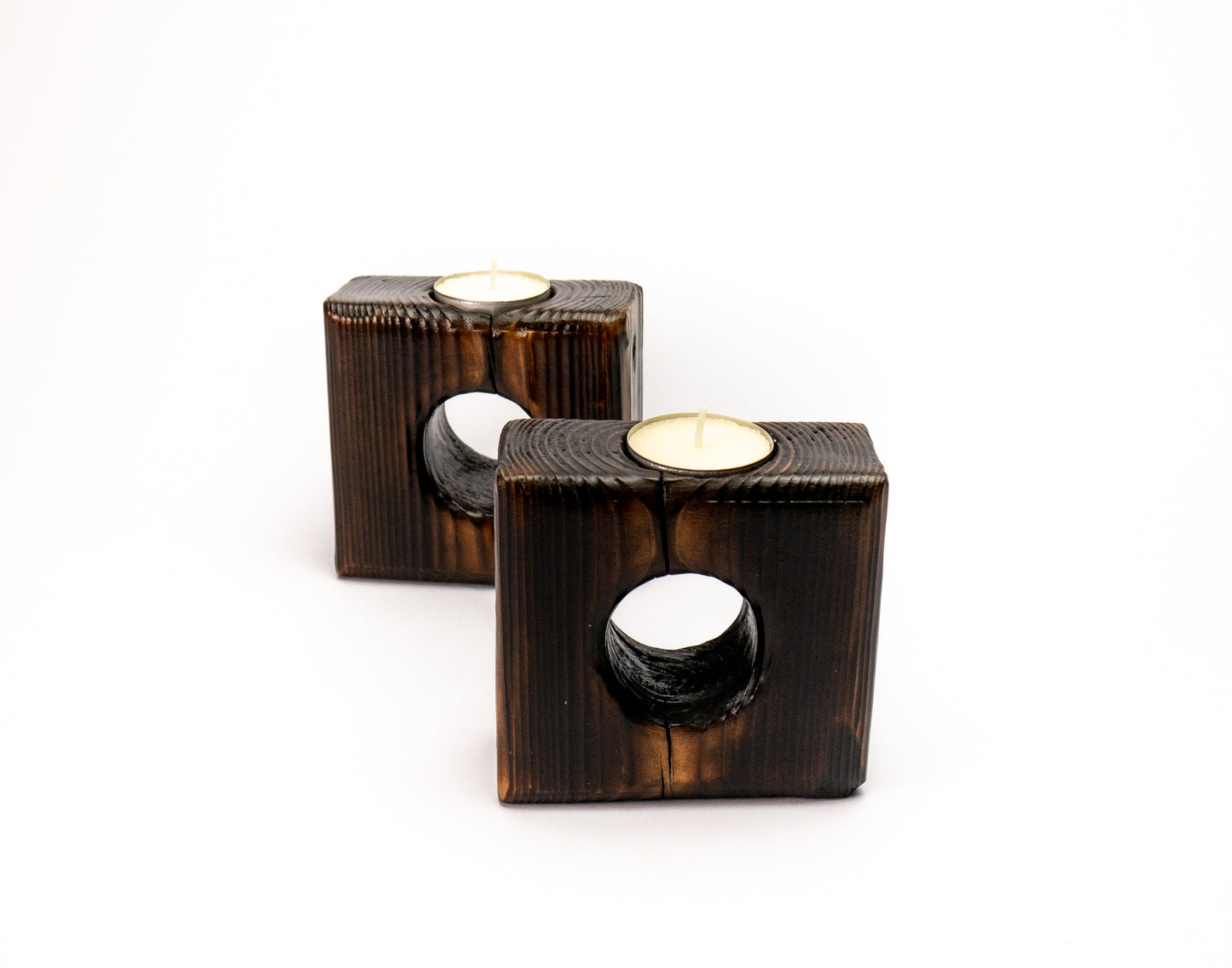 Recycled Wood Candle Holder.