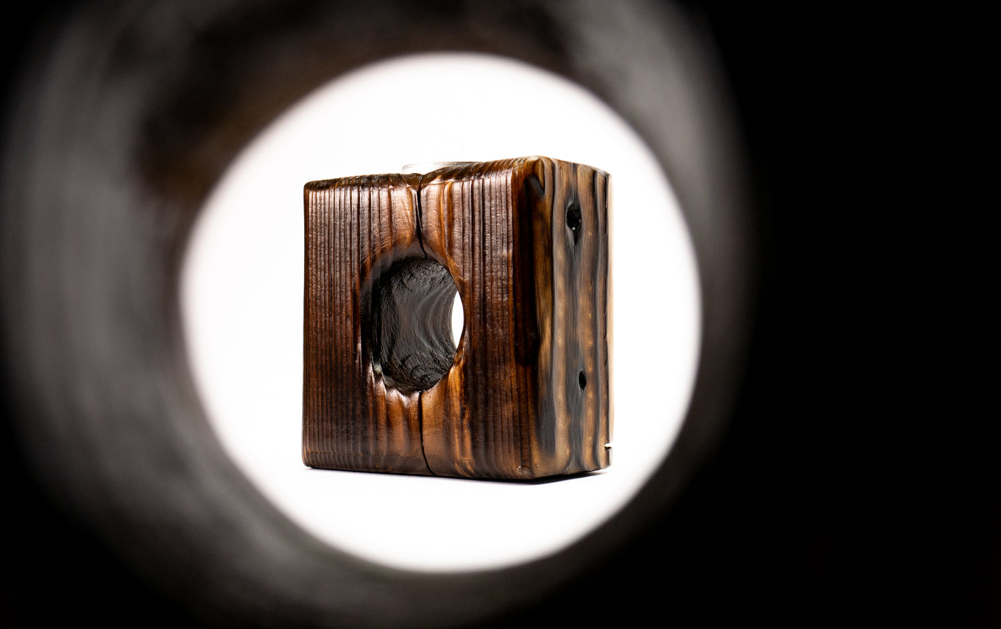 Recycled Wood Candle Holder.