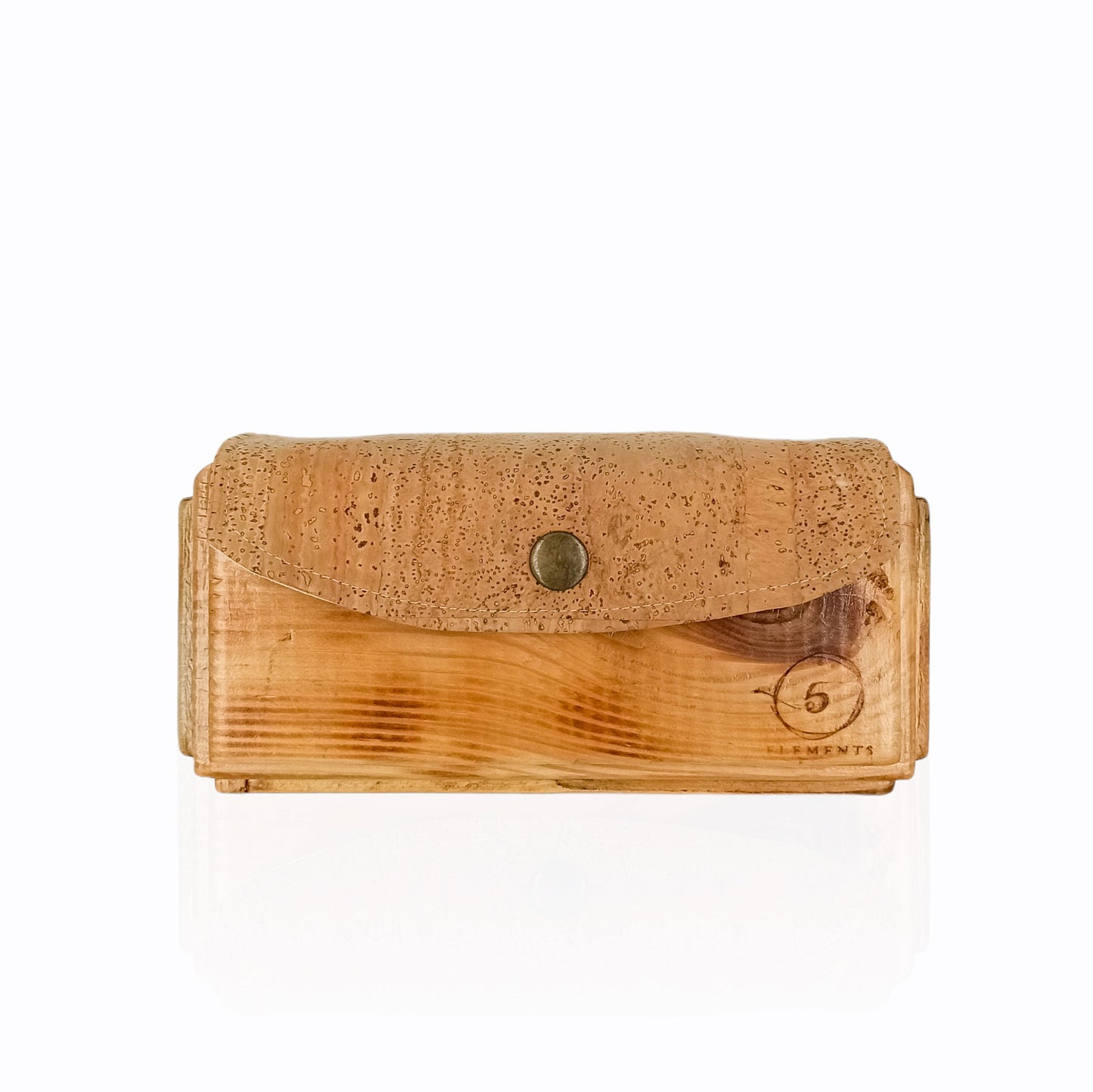 Wooden handmade purse with natural cork leather.