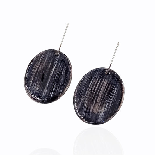 Black porcelain long earrings
