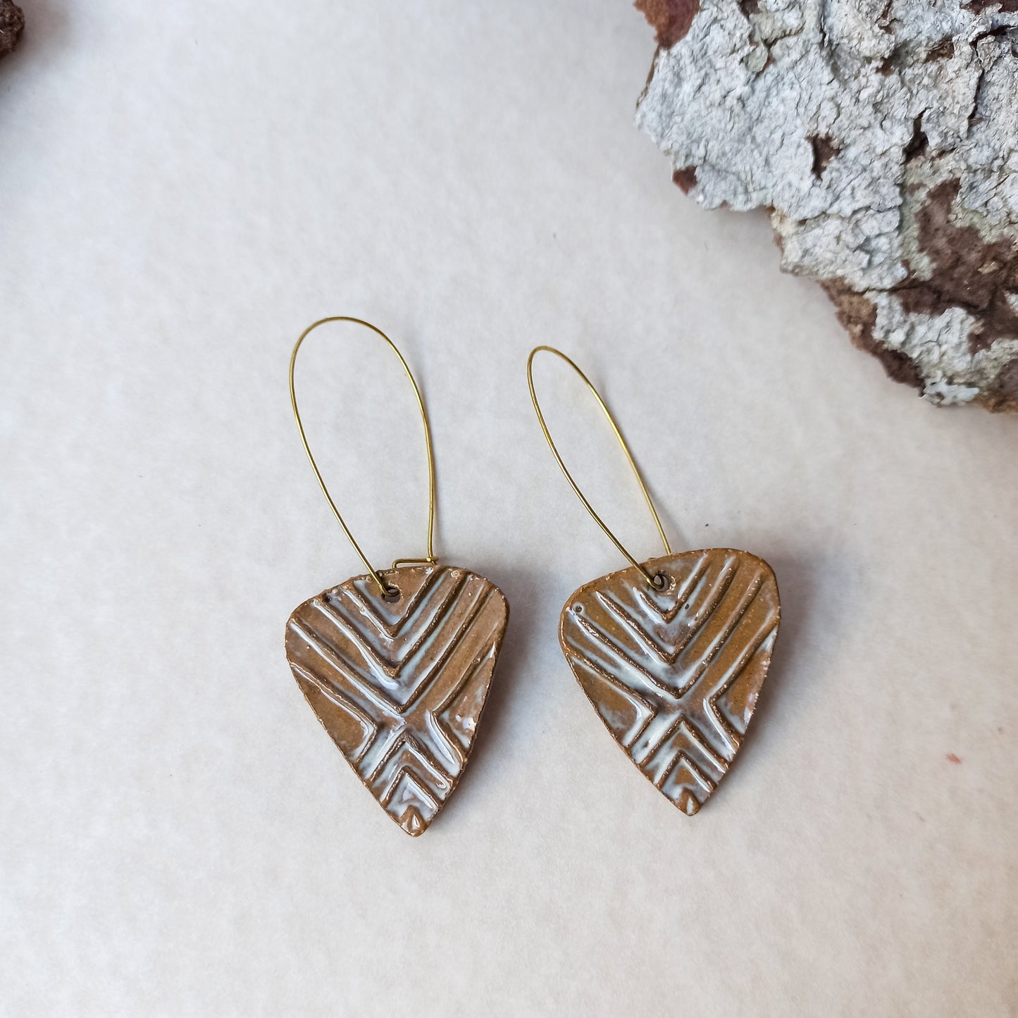Long ceramic Triangle Earrings