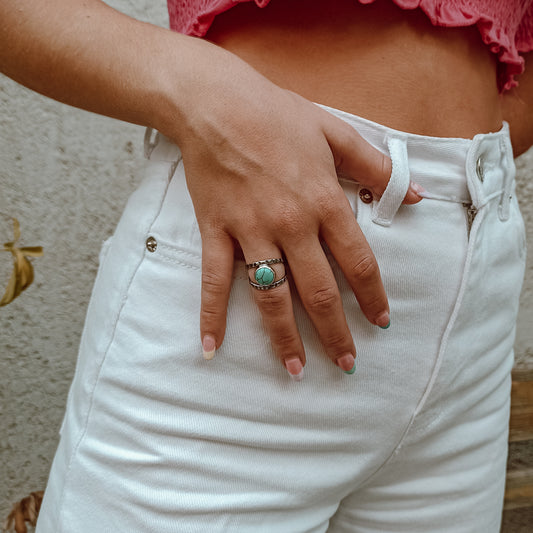 Turquoise Boho Sterling Silver Ring