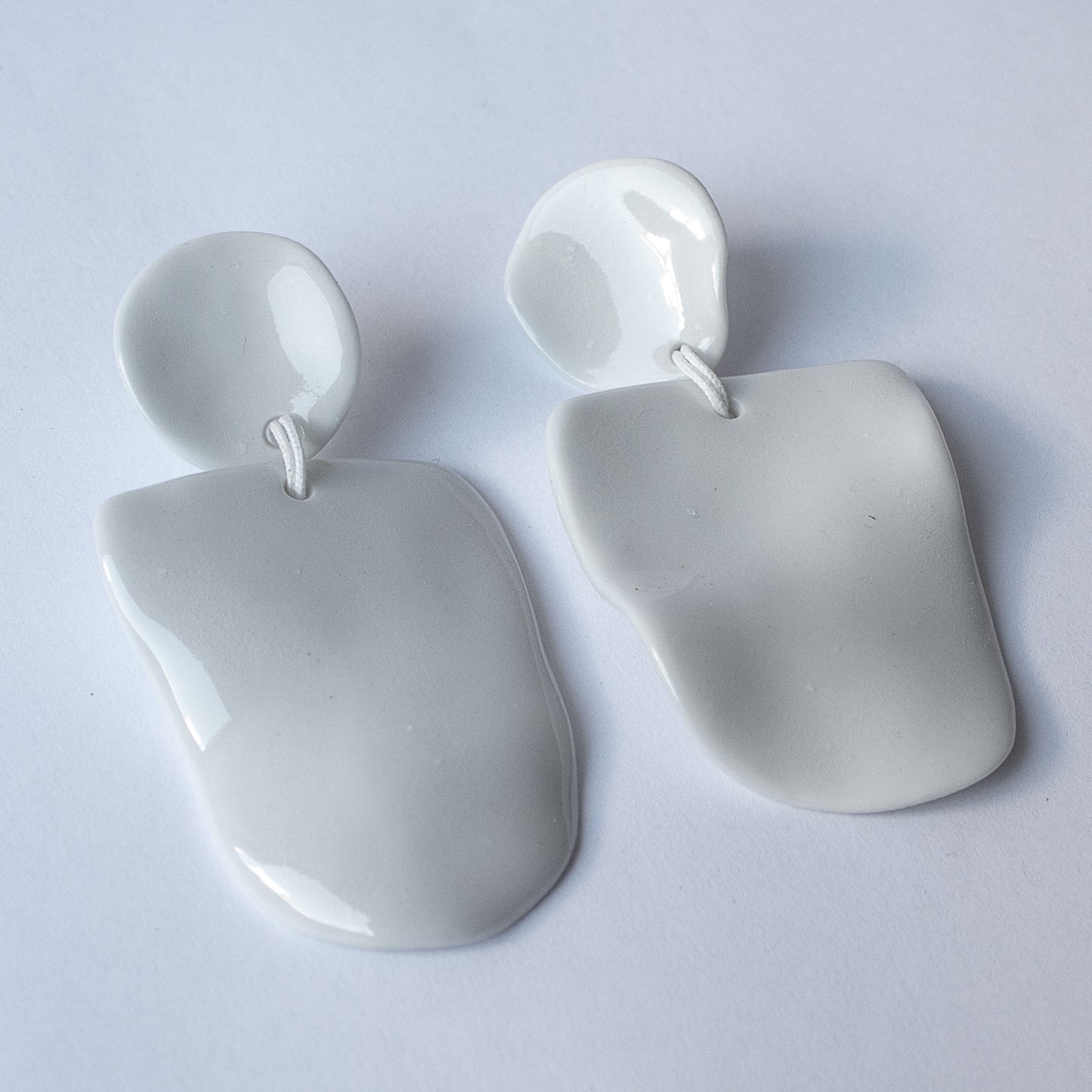 White Statement Porcelain Earrings