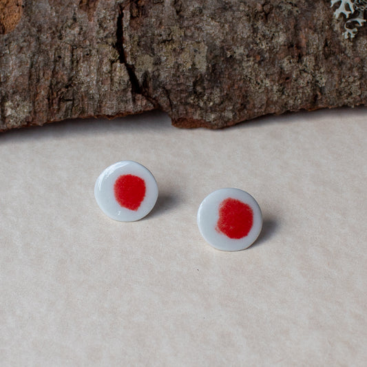 Red Dot porcelain stud earrings
