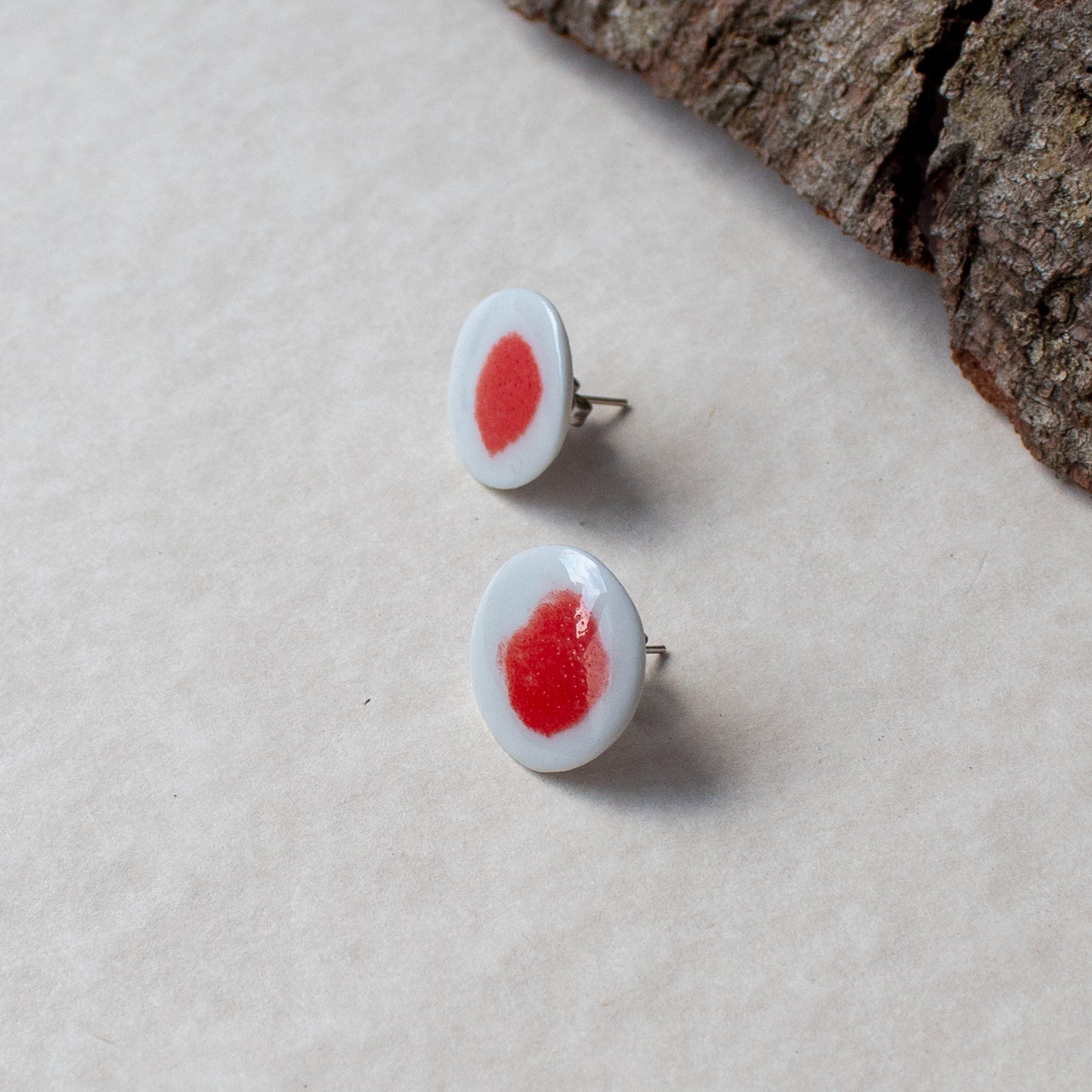 Red Dot porcelain stud earrings