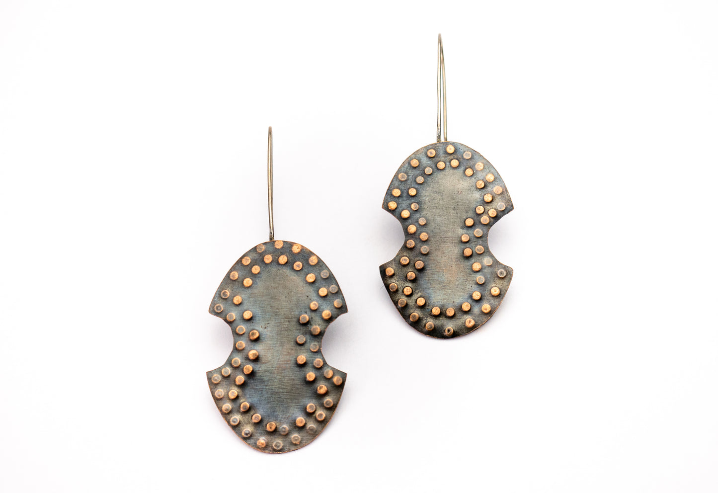 Handmade long earrings "Shield"- Rustic Earrings