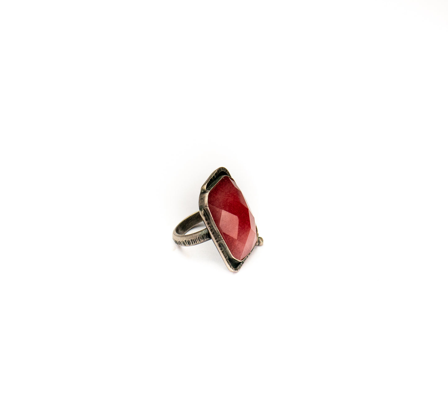 Red Jade sterling silver ring - Statement Ring