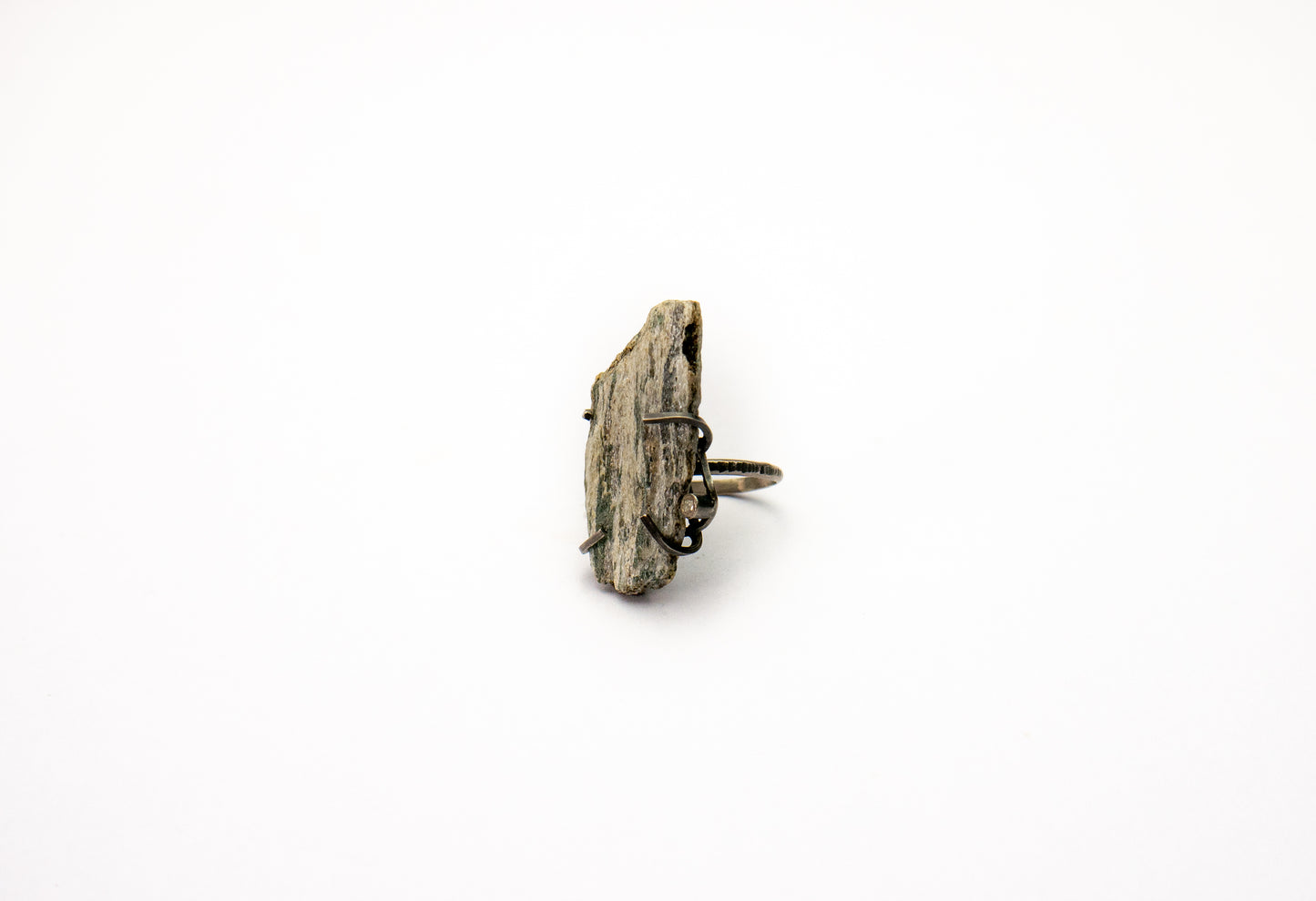 Beach Stone sterling silver ring with swarovski crystal.