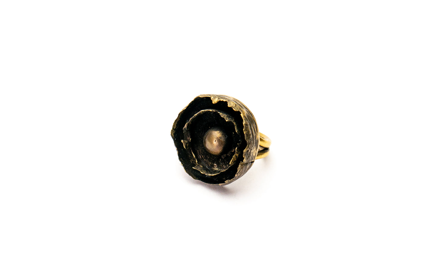 Concentric circles brass ring - OOAK Statement Ring