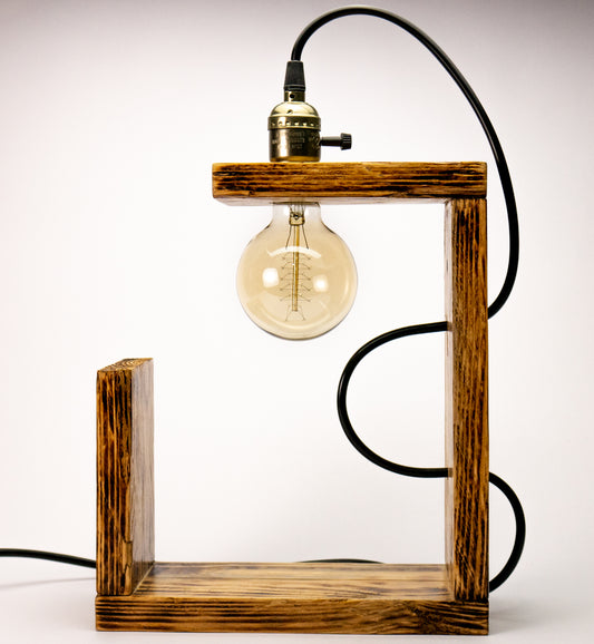 Industrial Desk Lamp, Table Lamp, Farmhouse Table Lamp, Edison Table Lamp, Desk Lamp, Recycled Wood Tabletop Lamp