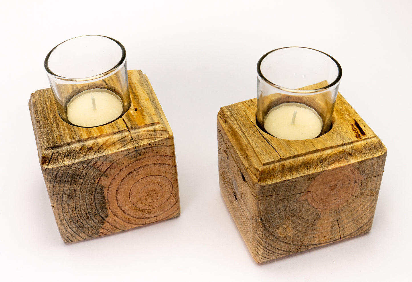 Wooden Cube Candle Holder