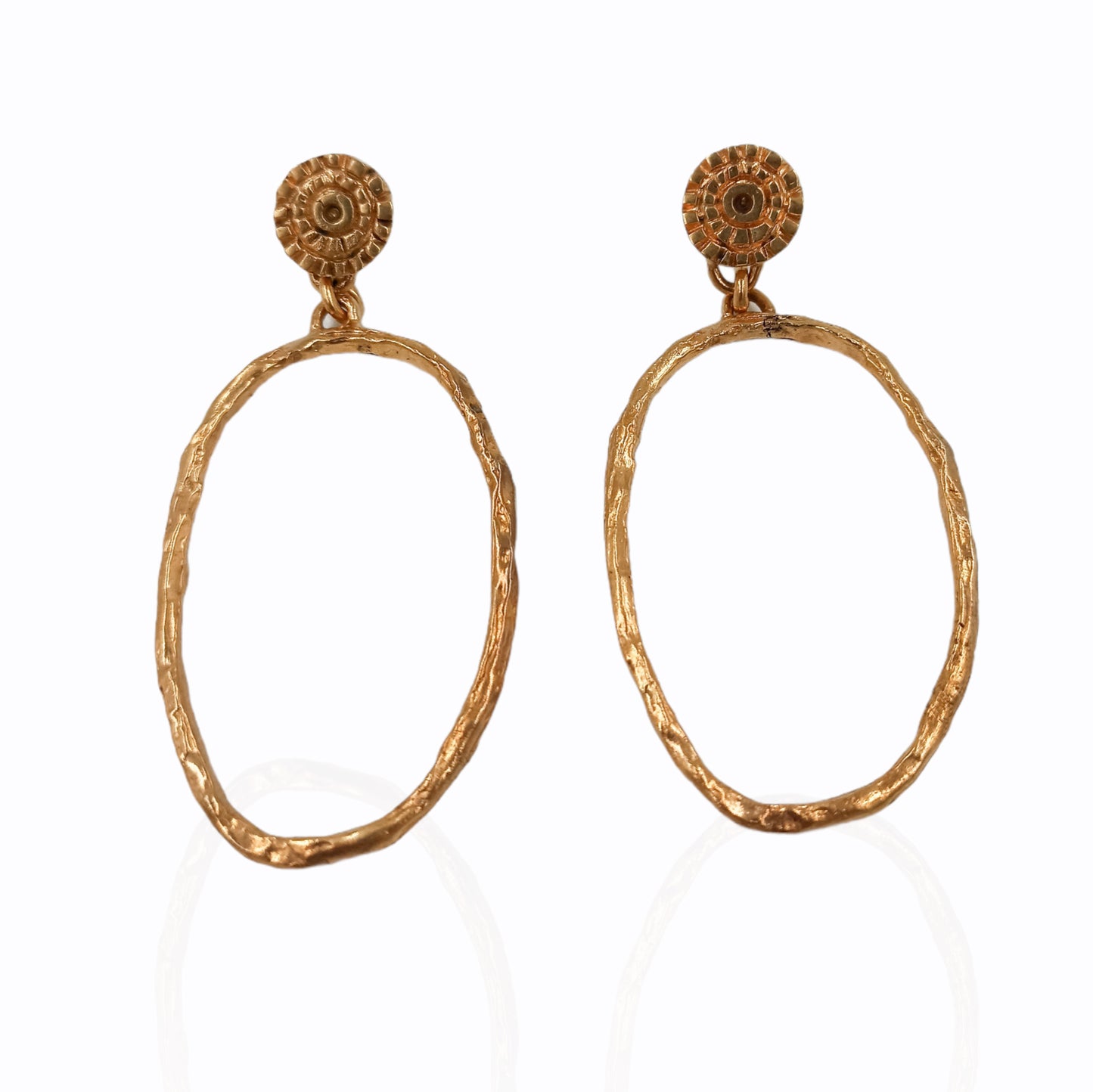 Gold Long dangle golden earrings with organic texture