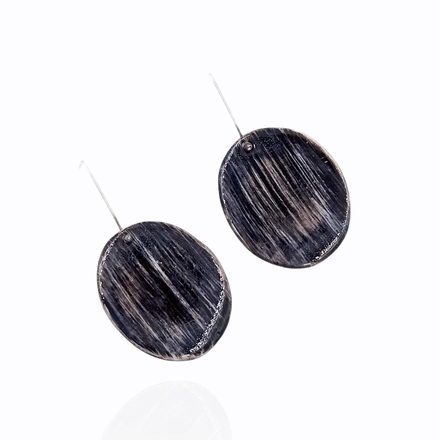 Black porcelain long earrings