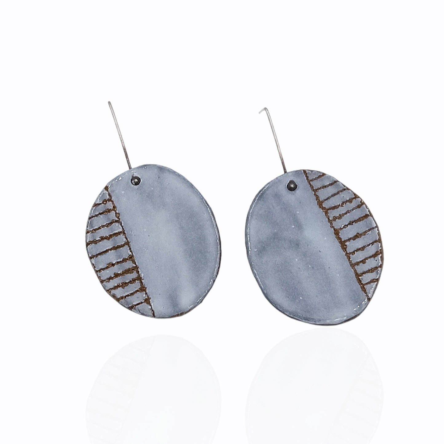 Long Ceramic Oval Earrings
