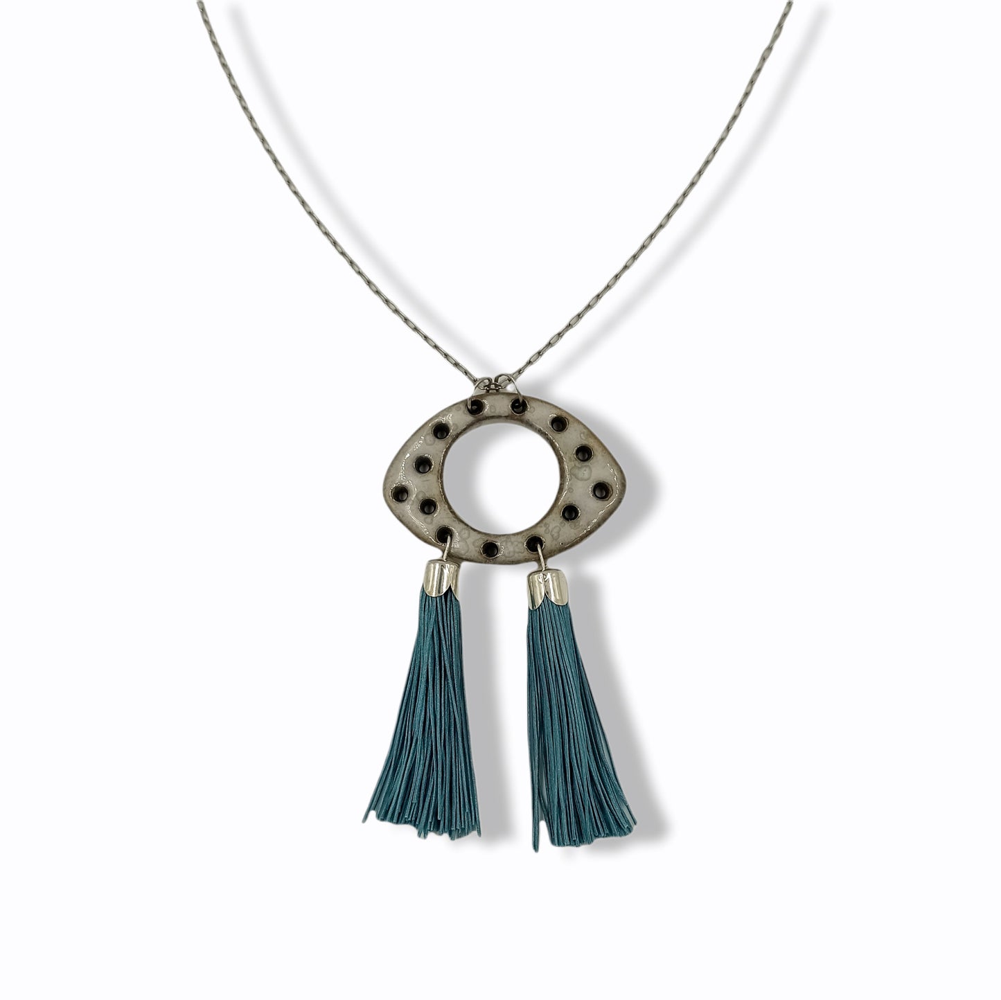 Long ceramic necklace in earthy tones